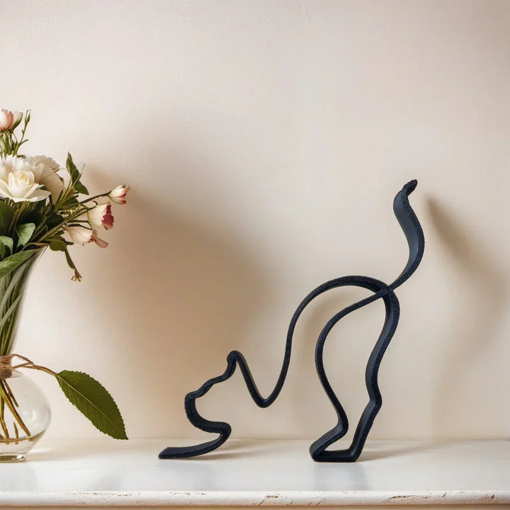 Geometric cat statue, contemporary animal art, a minimalist pet lover gift