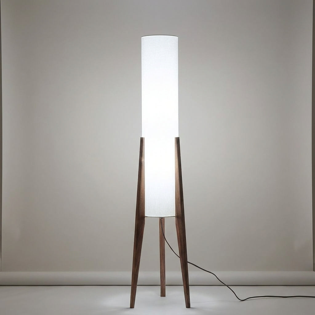 Elegant Havenara Scandinavian wood floor lamp, modern design for ambient living room lighting.
