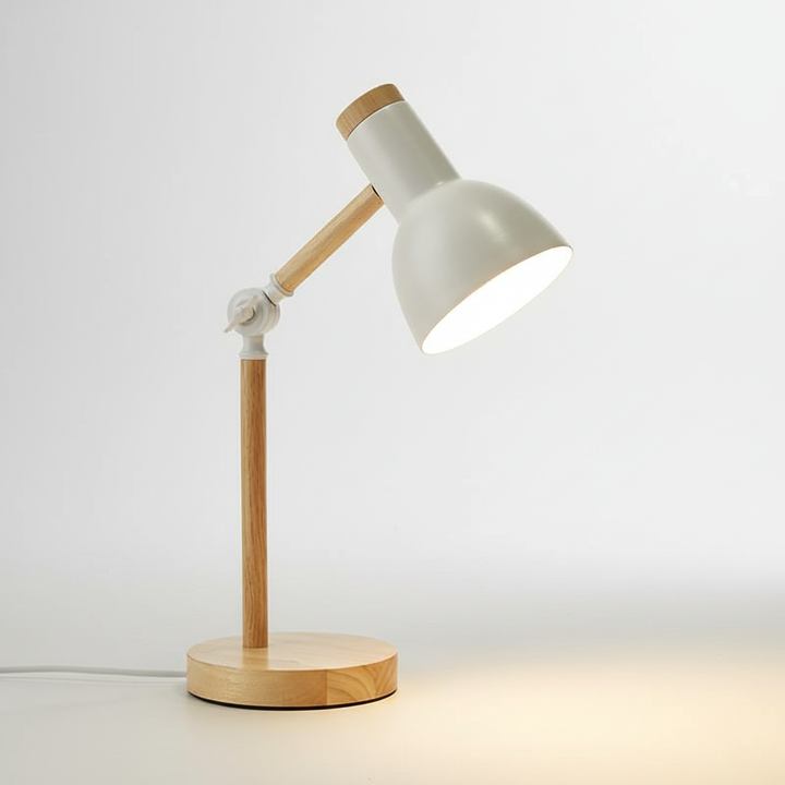 Lumibrook Scandinavian wood & metal desk lamp. Adjustable modern lighting, great for home office or study.