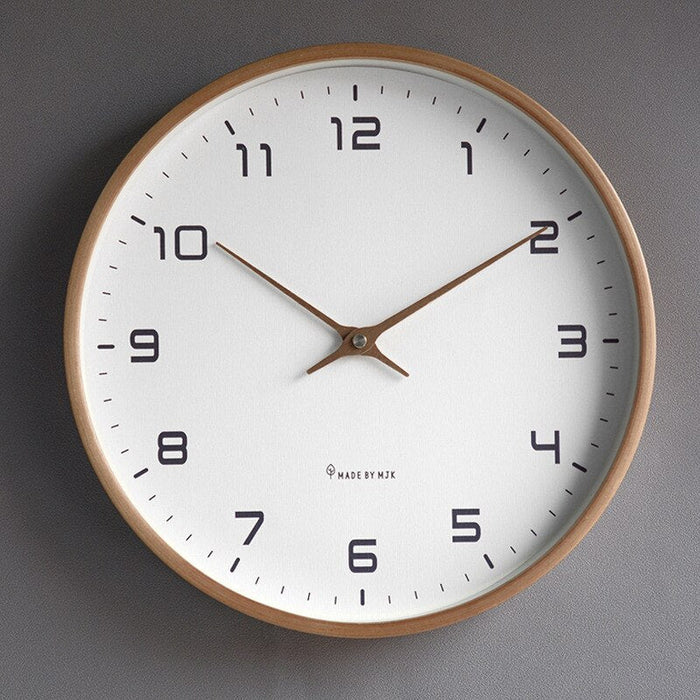 Stylish brown wooden wall clock, silent movement, ideal modern office or living room decor.