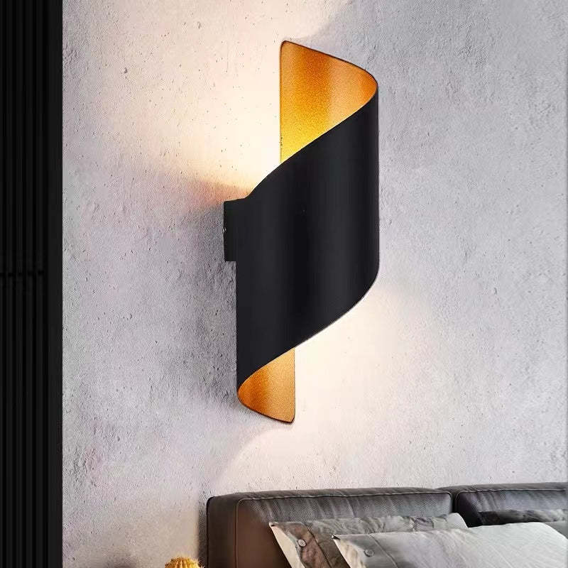 Illuminated TwistLight Modern Spiral LED Wall Sconce, perfect for entryways & corridors.