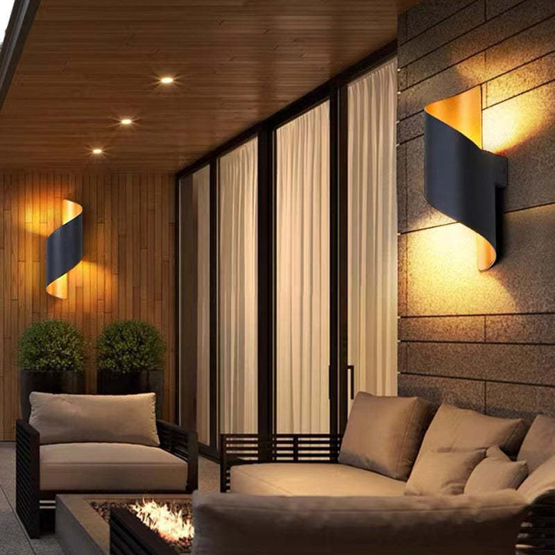 Sleek outdoor accent light, a Modern Spiral LED Wall Light for patio & garden.