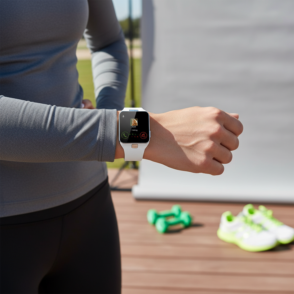 Modern unisex smartwatch with sleek rectangular touchscreen display, ideal for daily wear & fitness tracking.