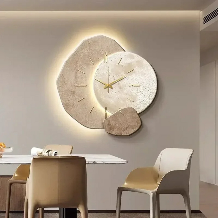 Modern wall clock with integrated LED light, perfect for contemporary home decor.