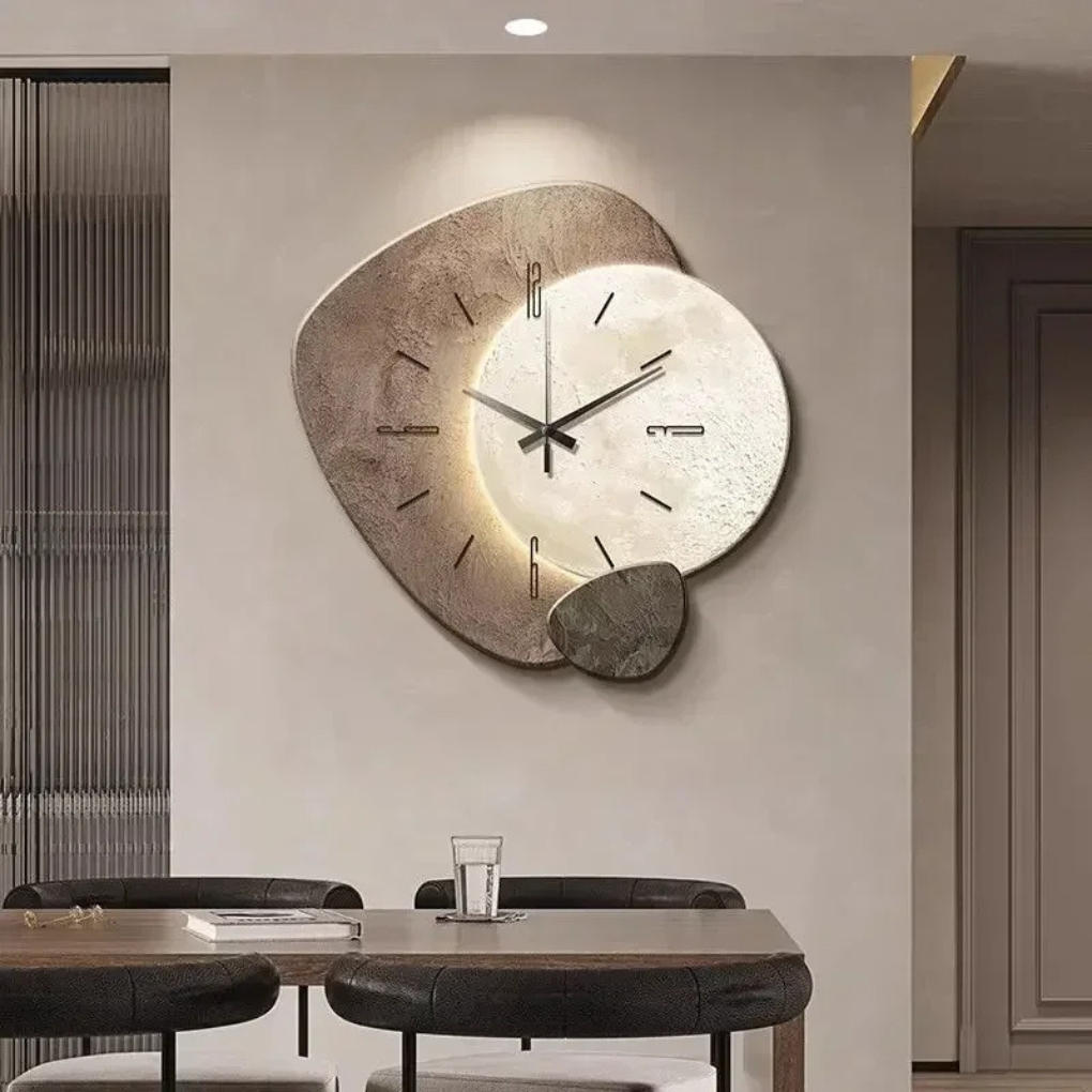 Illuminated LED wall clock, a stylish accent for living room or bedroom decor.