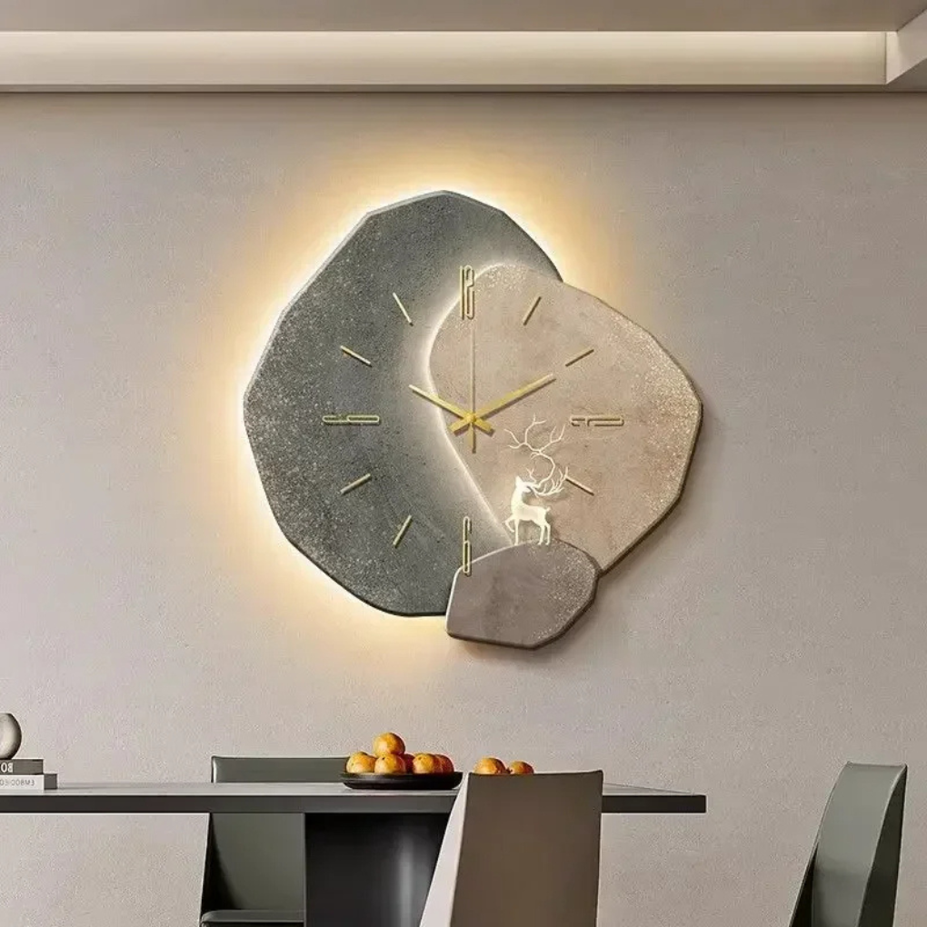 Sleek modern silent wall clock with LED backlighting, enhances any contemporary space.