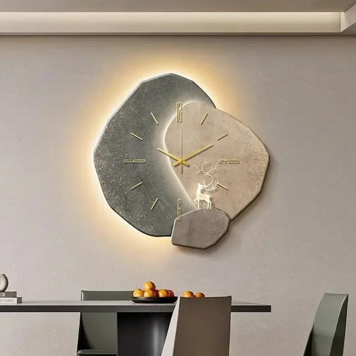 Sleek modern silent wall clock with LED backlighting, enhances any contemporary space.