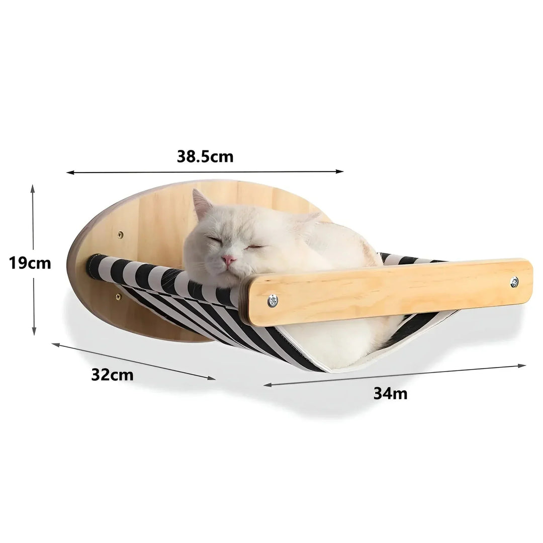 Complete wall-mounted cat activity set, encompassing scratching posts, jumping platforms, and a cozy cat perch.