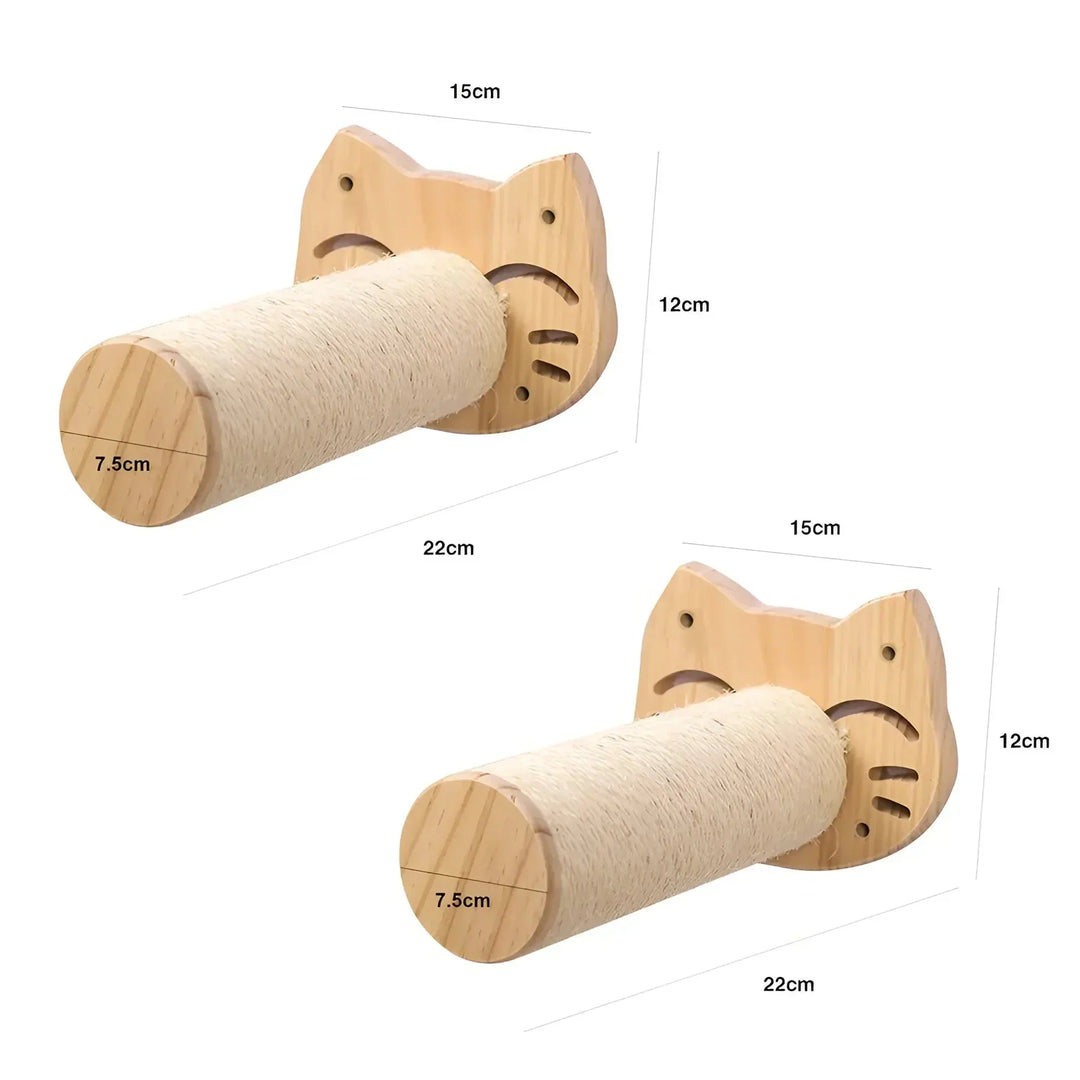 Durable cat tree alternative: modern wall-mounted system made for climbing and scratching, enhancing pet comfort.