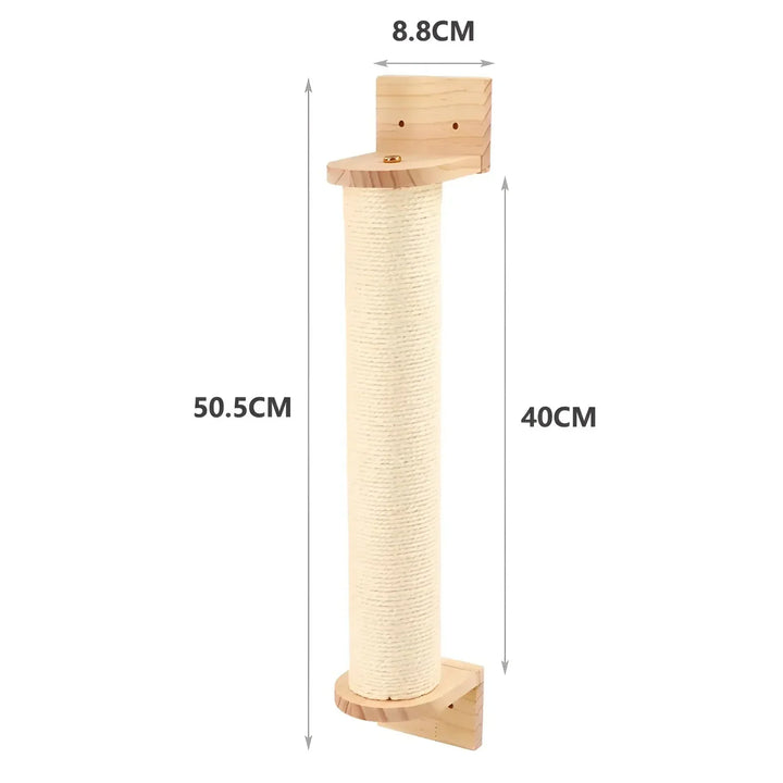 Elegant wall-mounted cat activity set, providing a stimulating environment for climbing, scratching, and resting.