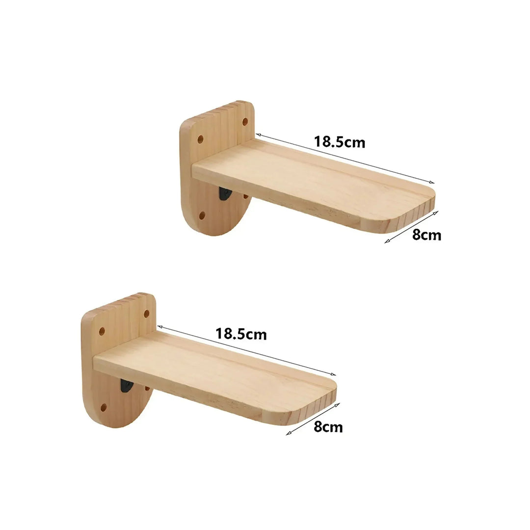 Interactive wall-mounted cat furniture designed for climbing, featuring multiple levels and a dedicated scratching area.