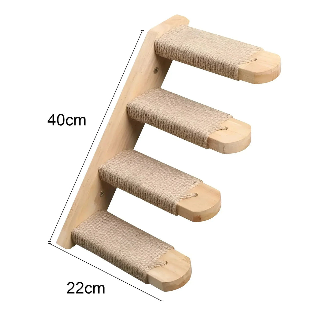 Designer cat wall furniture with clean lines, featuring various modules for climbing, scratching, and relaxation.