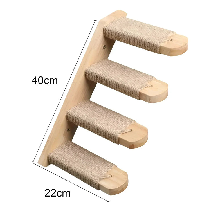 Designer cat wall furniture with clean lines, featuring various modules for climbing, scratching, and relaxation.