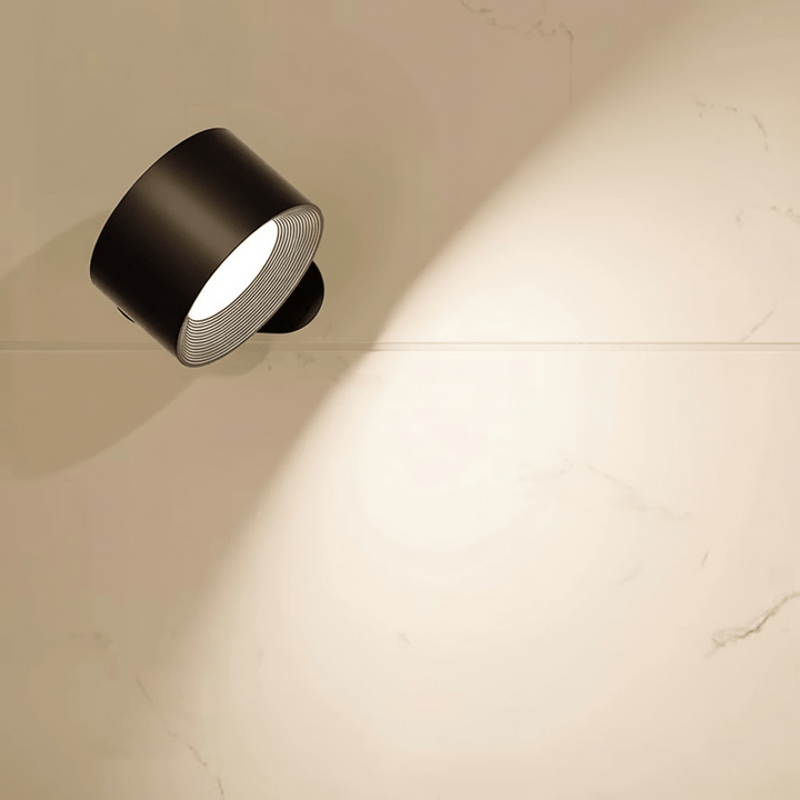Contemporary wireless wall lamp with remote, rechargeable for flexible LED lighting in modern home decor.