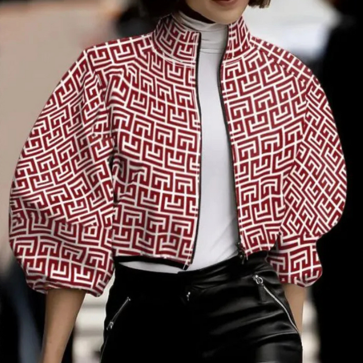 Contemporary women's short jacket, versatile outerwear for everyday style. Modern and chic for spring fashion.
