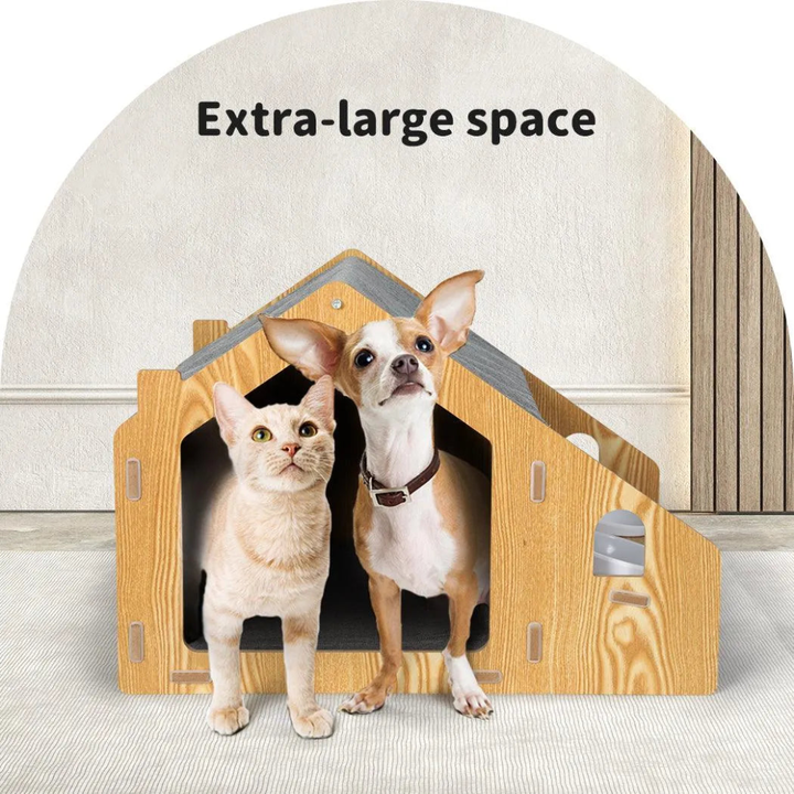 New wooden cat house, elevated double feeder, perfect pet furniture for cats. Keywords: cat, feeder, wooden.