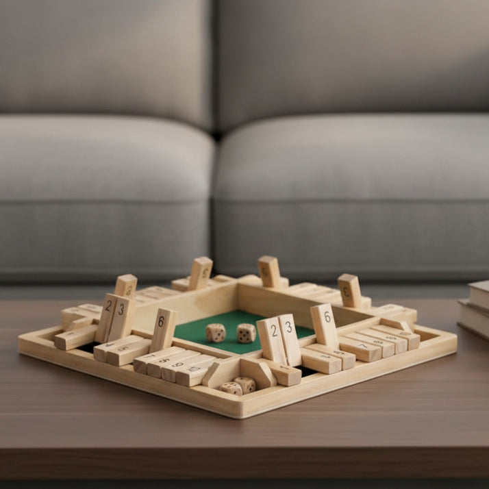 Montessori wooden dice game for kids. Educational math toy for number learning, comprehension, and logic skills.