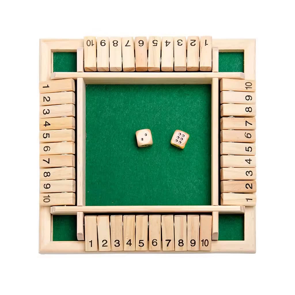 Wooden Montessori dice game. Fun educational toy for preschool kids to learn numbers, counting, and basic math.