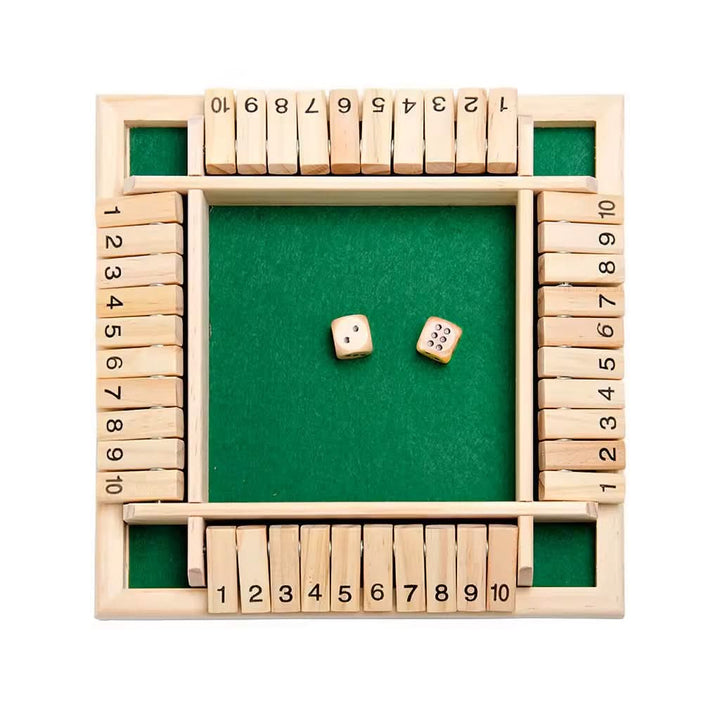 Wooden Montessori dice game. Fun educational toy for preschool kids to learn numbers, counting, and basic math.