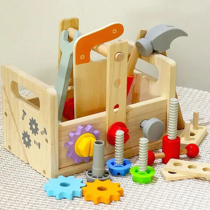 Educational wooden tool set, perfect for toddlers & preschoolers to learn practical skills through play.