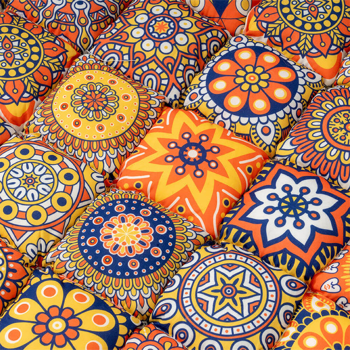 Moroccan patterned orthopedic dog bed, designed for canine comfort with a thick, easy-care cushion
