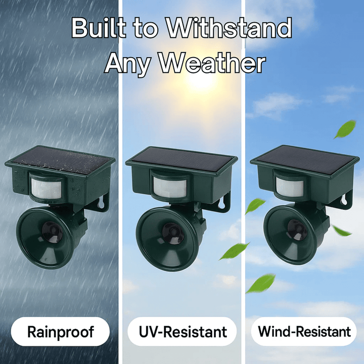 Stake-mounted solar bird repeller, motion-activated to deter pests from your lawn, flowerbeds, and vegetable patch.
