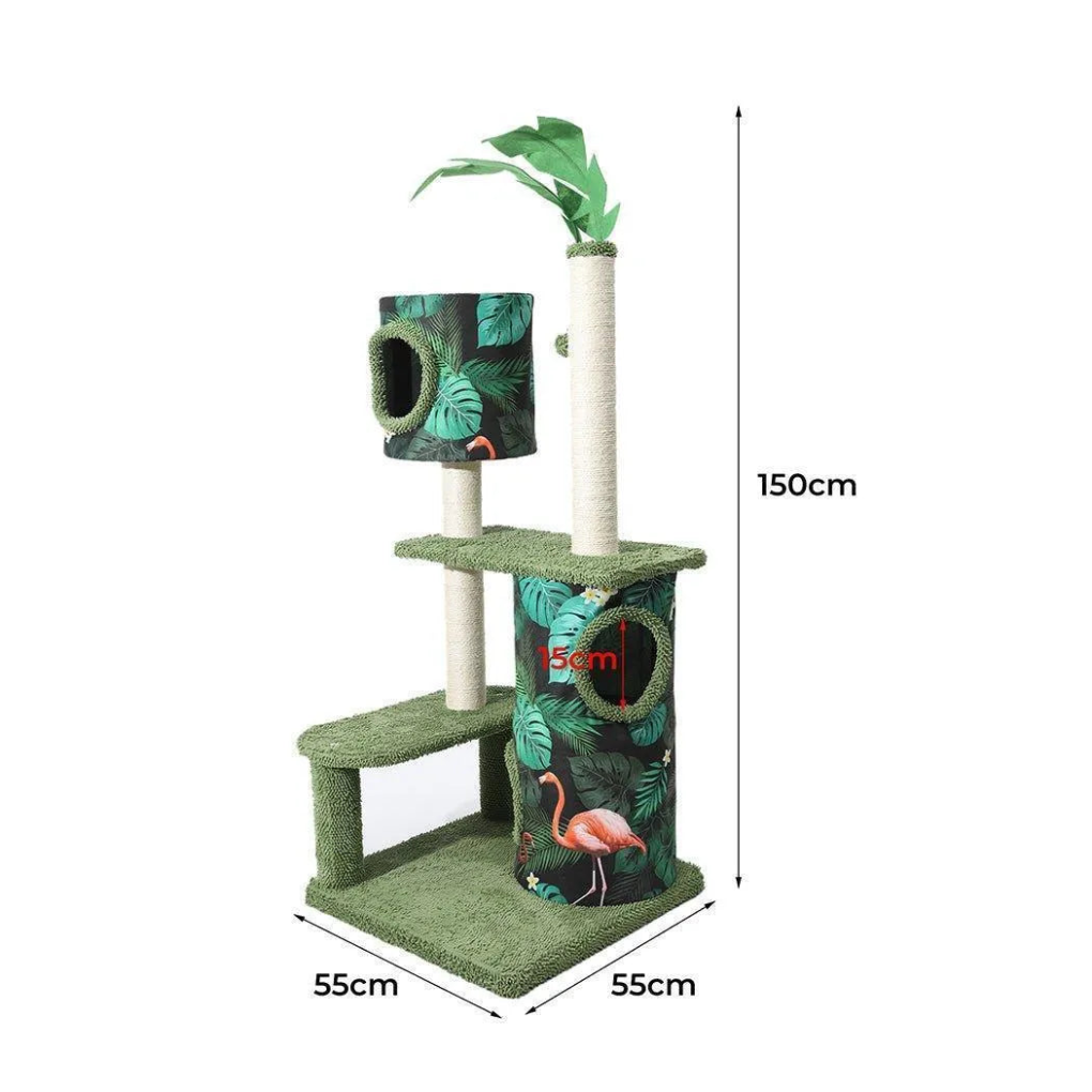 Unisex cactus cat scratcher post, a tall multi-level pet supply for active felines, with natural sisal rope.