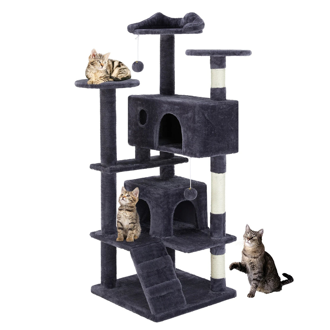 Multi-level cat tower, 4 tiers, sisal scratching posts, cozy condo for indoor cats