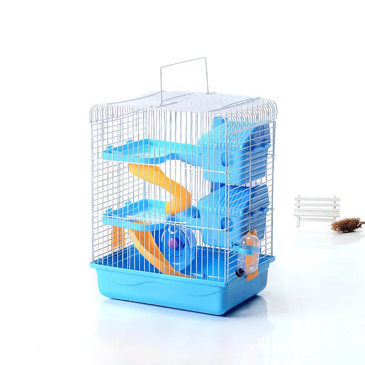 Small pet cage with integrated drinking bottle, ideal for hamsters and rodents
