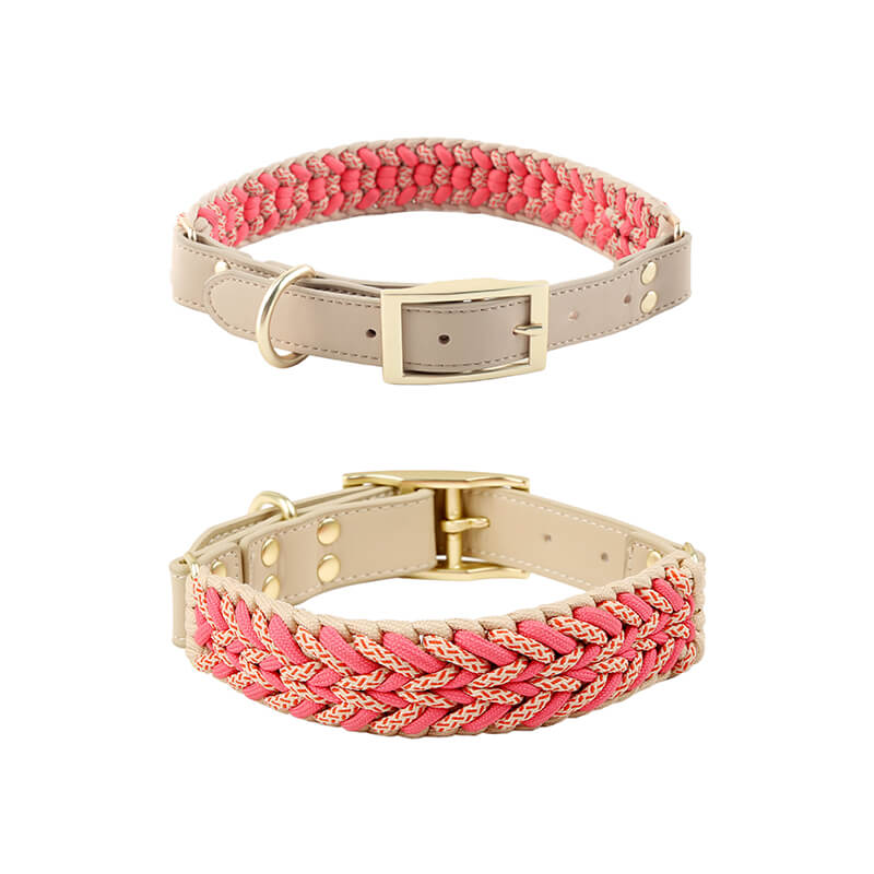 Full view of the multifunctional anti-pull dog collar and strong hemp rope leash, dog walking essential