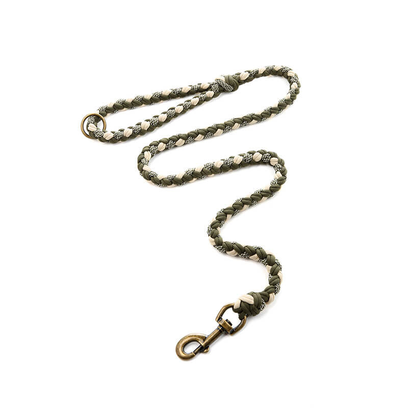 Durable pet accessory: anti-pull dog collar made with hand-woven leather & strong hemp rope