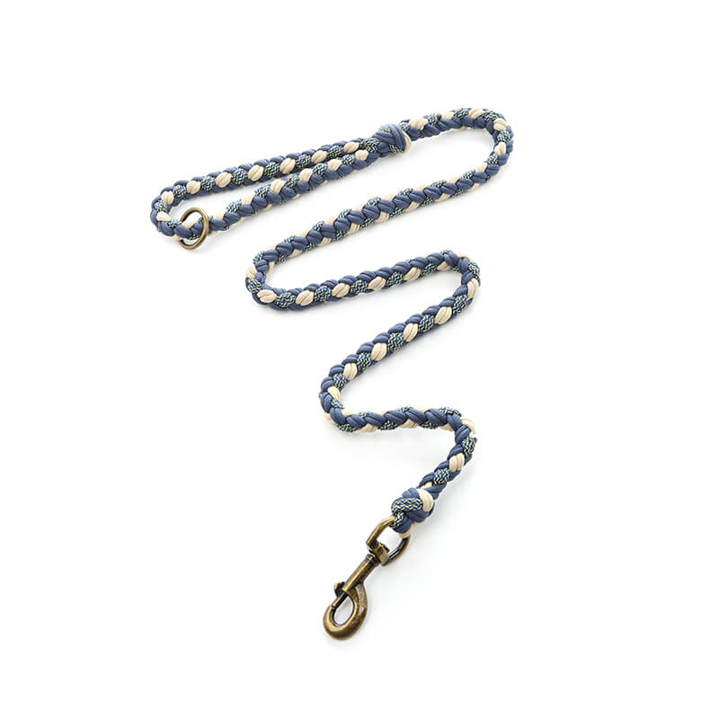 Complete anti-pull dog collar and leash set, hand-woven from durable leather & hemp for dog training