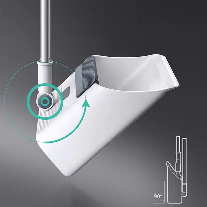 Compact broom and dustpan with flexible rubber lip, ensuring all dirt is swept up effectively.