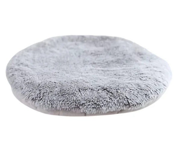Modern pet furniture: a multifunctional cat bed in a neutral tone, featuring a prominent scratching zone and soft bedding