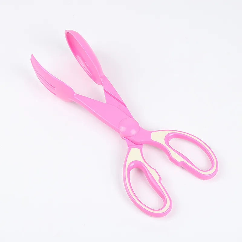 Multi-use scissor kitchen tongs, perfect for turning food & serving with ease, easy clean