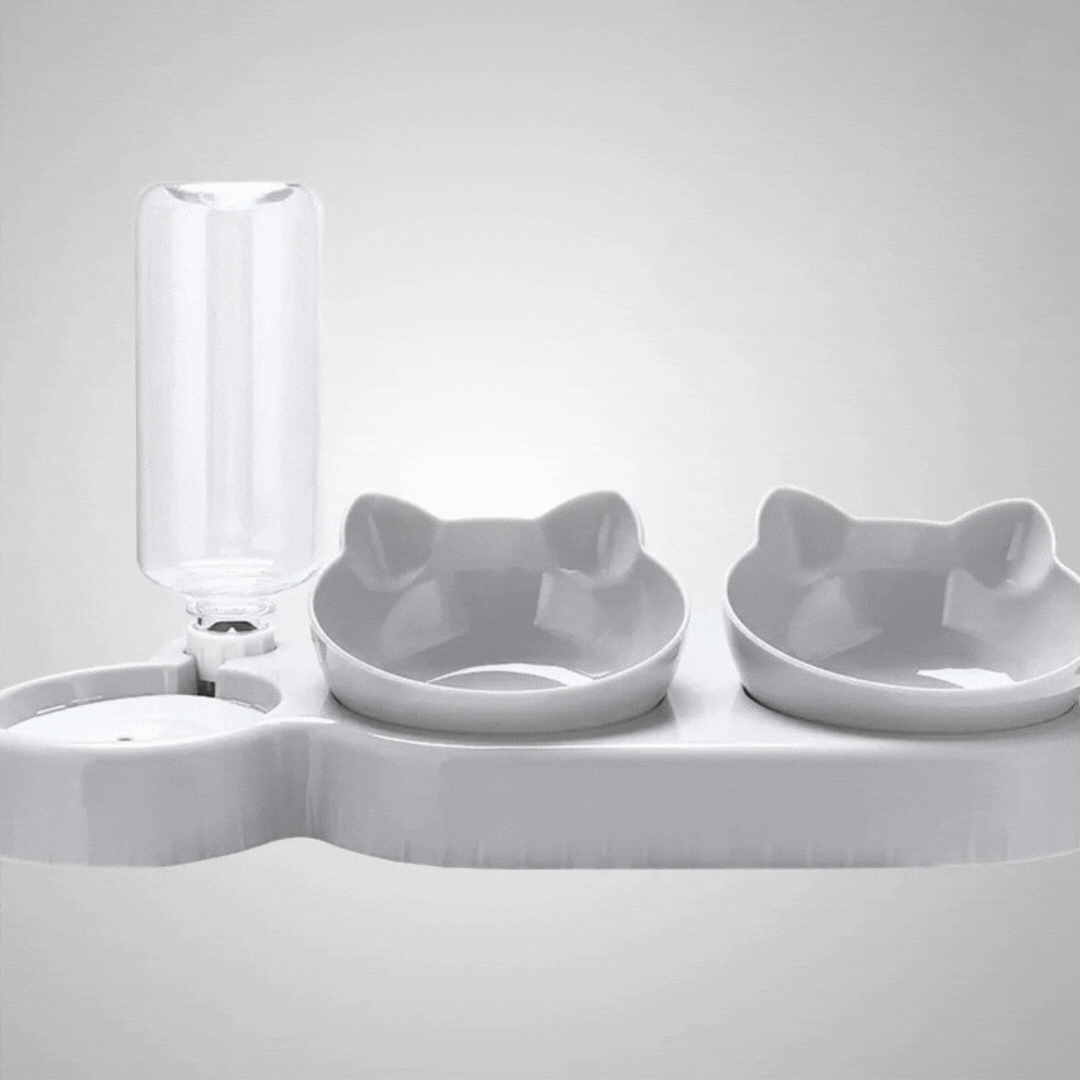 Pet hydration and feeding station: 3-section cat bowl, anti-slip for stability