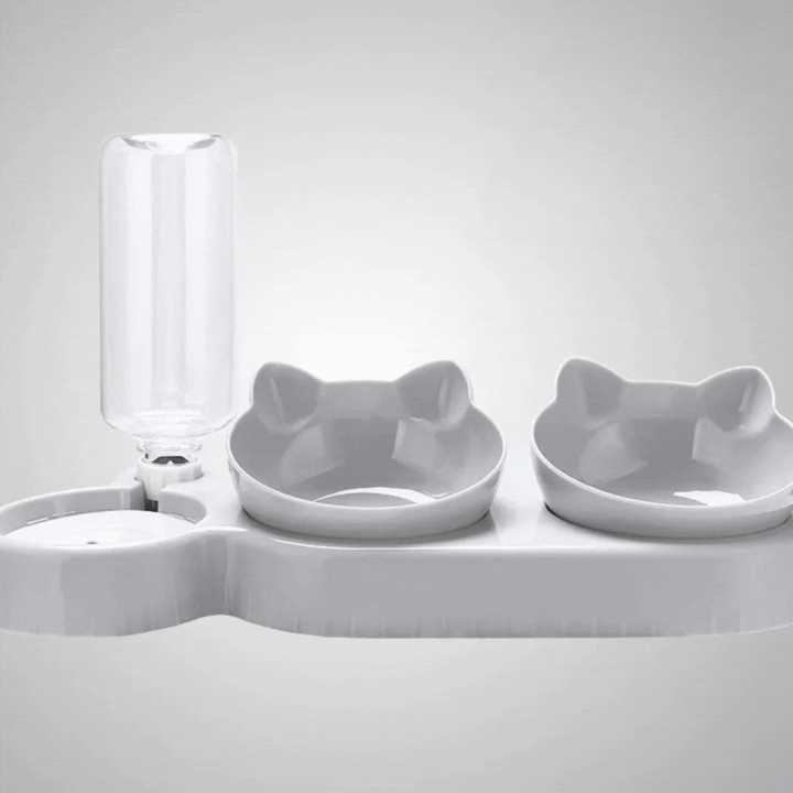 Pet hydration and feeding station: 3-section cat bowl, anti-slip for stability