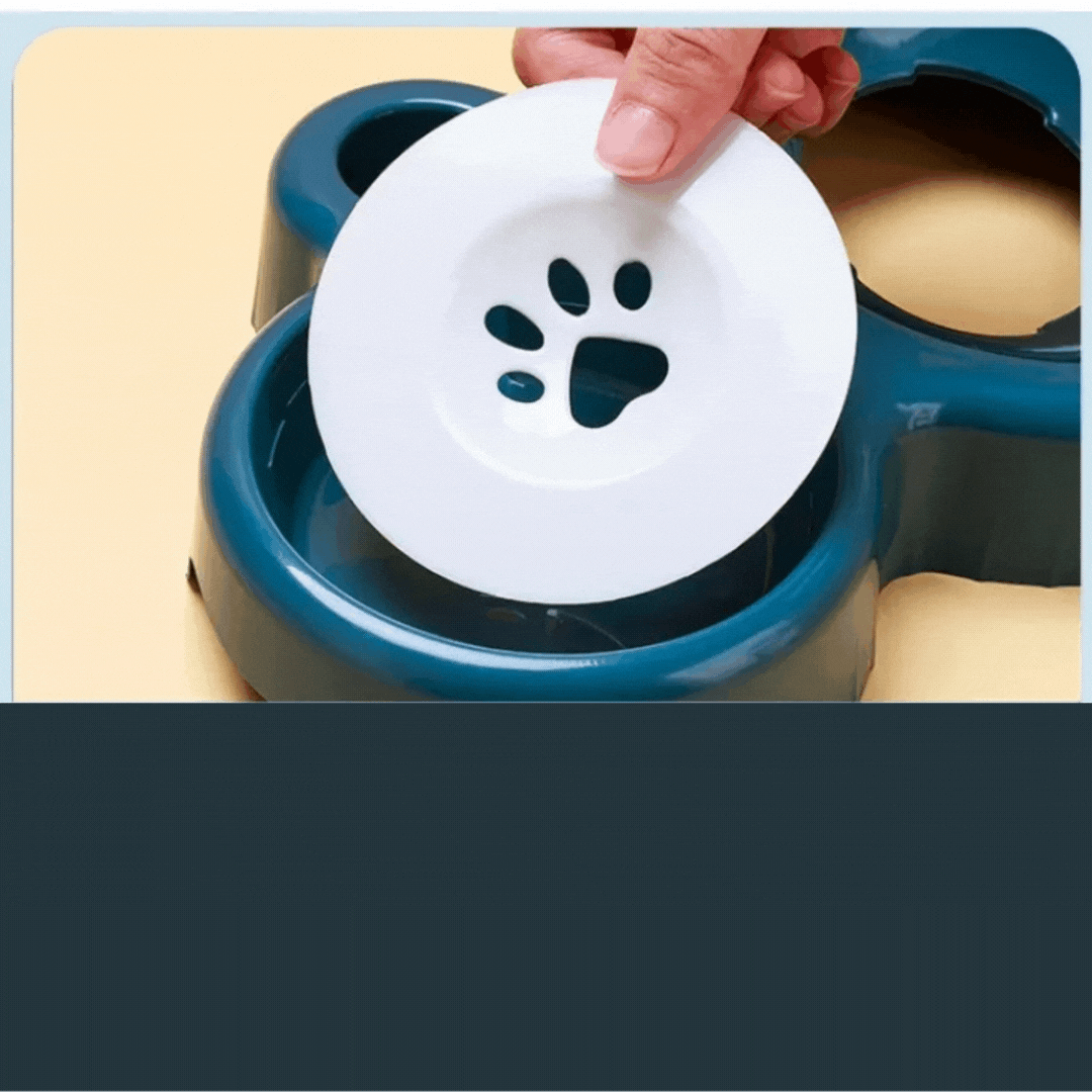 Versatile pet feeder bowl with three compartments, non-slip for cats, easy to clean