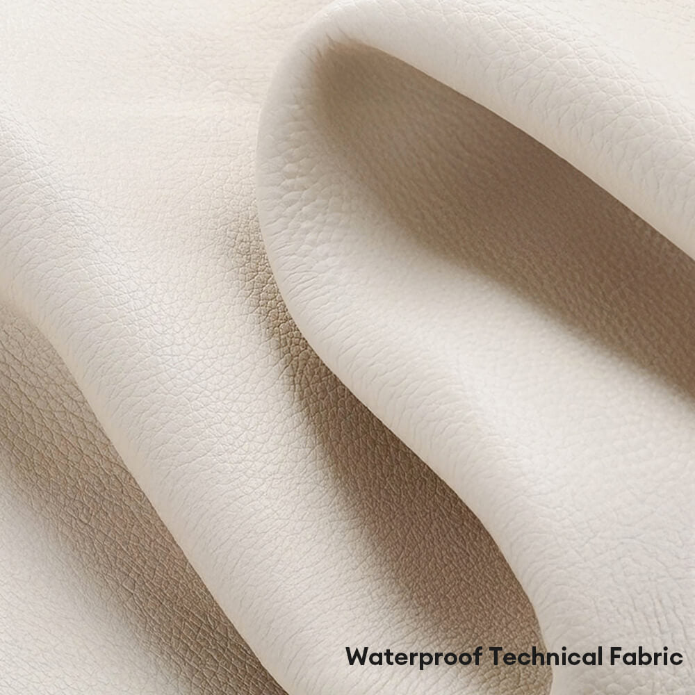 Orthopedic dog bed, natural latex, scratch-resistant design, comfortable pet furniture in a living room.