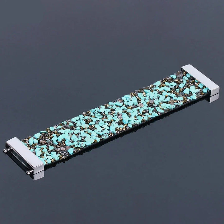 Handcrafted unisex natural stone leather crystal bracelet, perfect for any outfit.