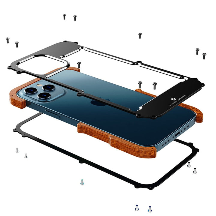 Stylish wooden iPhone case, premium tech accessory for natural elegance & essential phone protection.