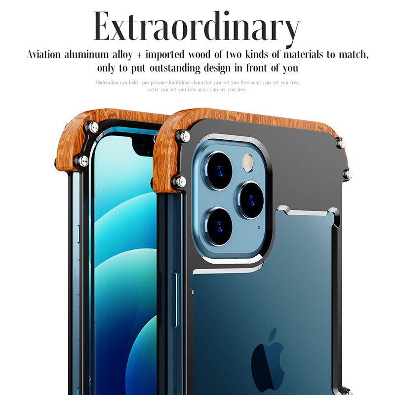 Handcrafted natural wood iPhone cover, slim profile, offering a unique look & durable phone protection.
