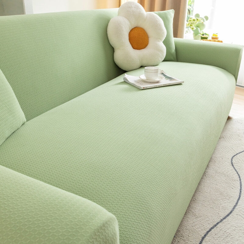 Various color swatches of stretchy waterproof sofa covers, offering home decor options