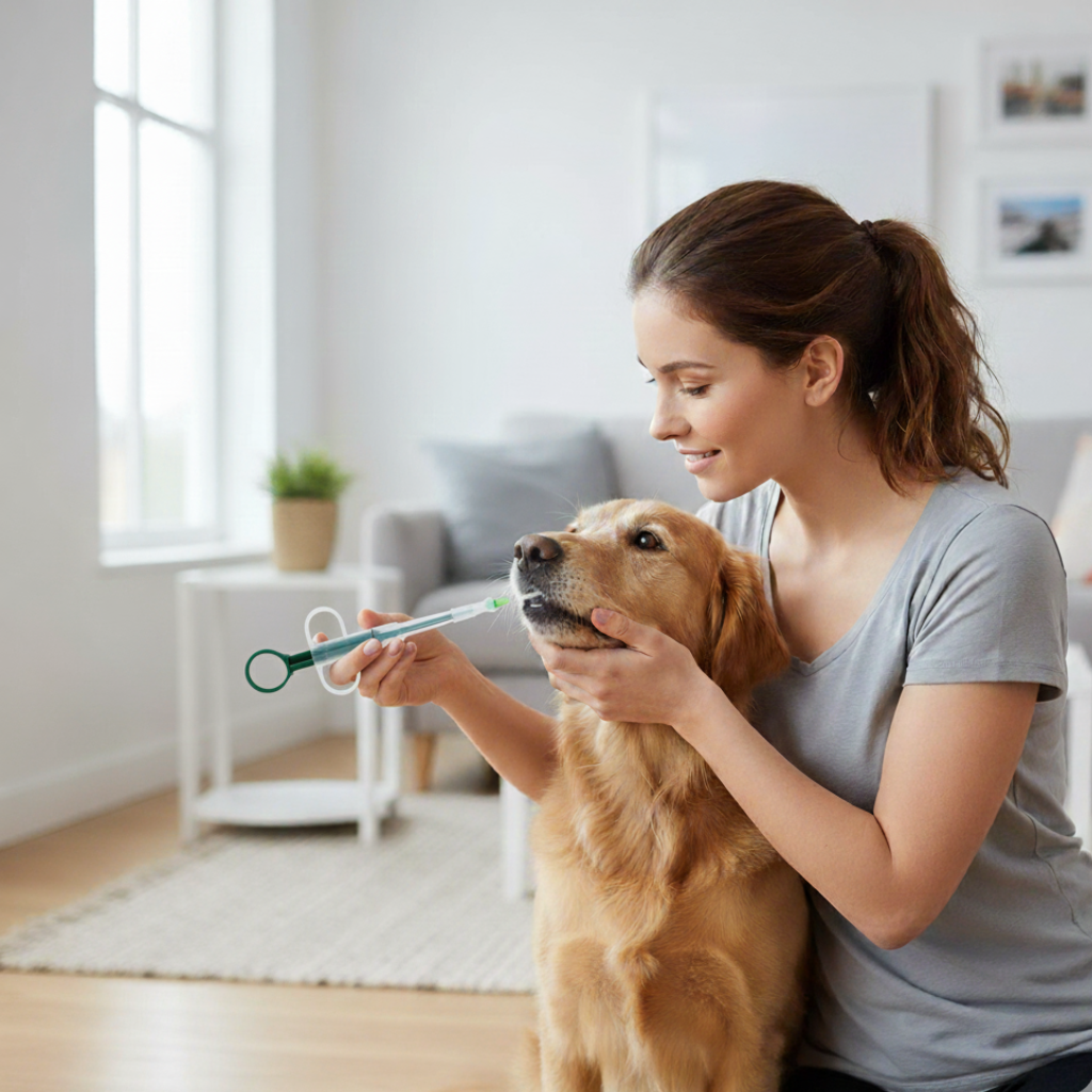 Clear pet medicine syringe for oral feeding, ideal for puppies, kittens, and small pets