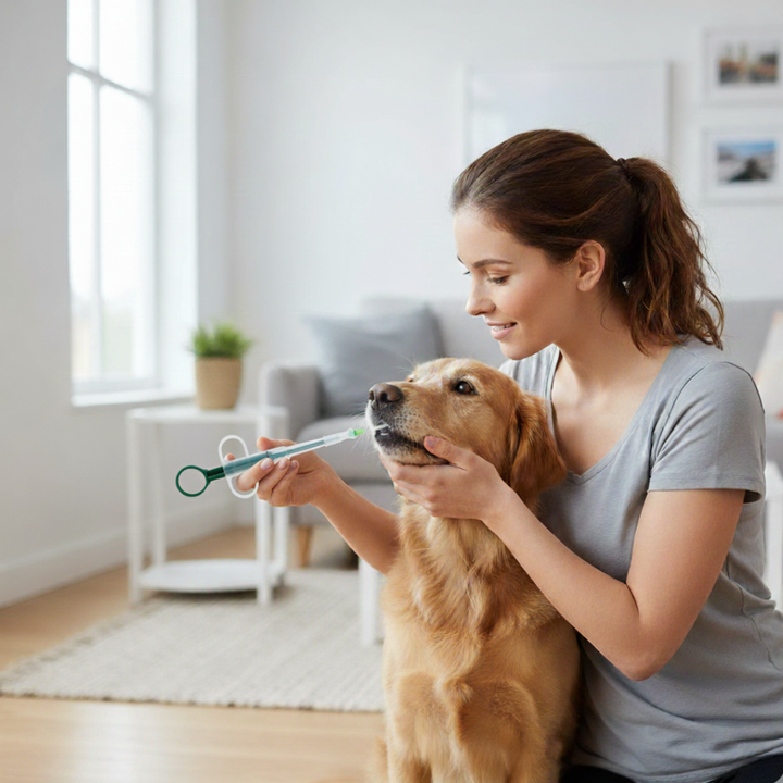 Clear pet medicine syringe for oral feeding, ideal for puppies, kittens, and small pets