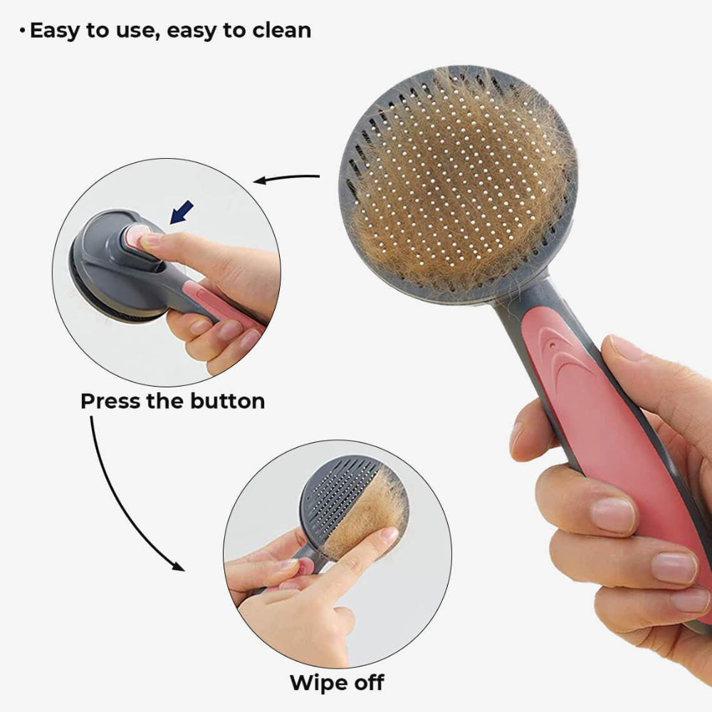 New easy clean pet deshedding comb for dogs and cats removes loose fur, perfect for pet grooming.
