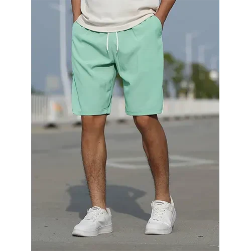 Comfortable men's high-waist drawstring shorts, lightweight & relaxed fit ideal for casual summer style.