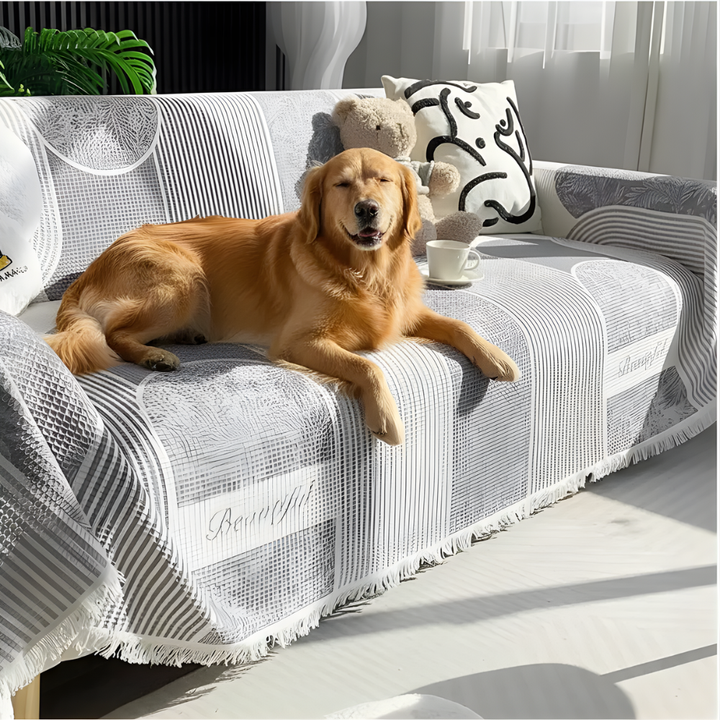 New4 homedecor waffle couchcover, a durable and pet-friendly furniture protector with a non-slip design.