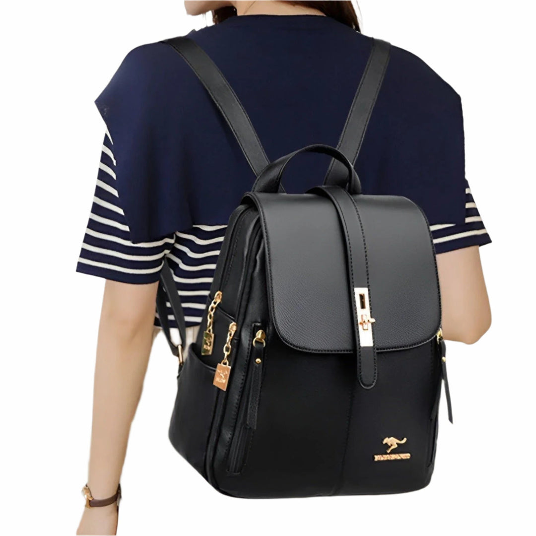 Chic women's luxury rucksack, durable PU leather, ideal for organized travel & office.