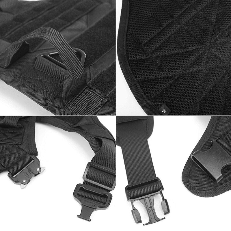 Adjustable No-Pull Dog Harness Vest in black, ideal canine gear for secure and effective training sessions.